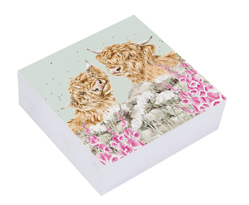 „Haftnotizblock im ‚Just for Moo‘-Design, 80 x 80 mm, 250 Blatt, plastikfrei verpackt in Kartenhülle“