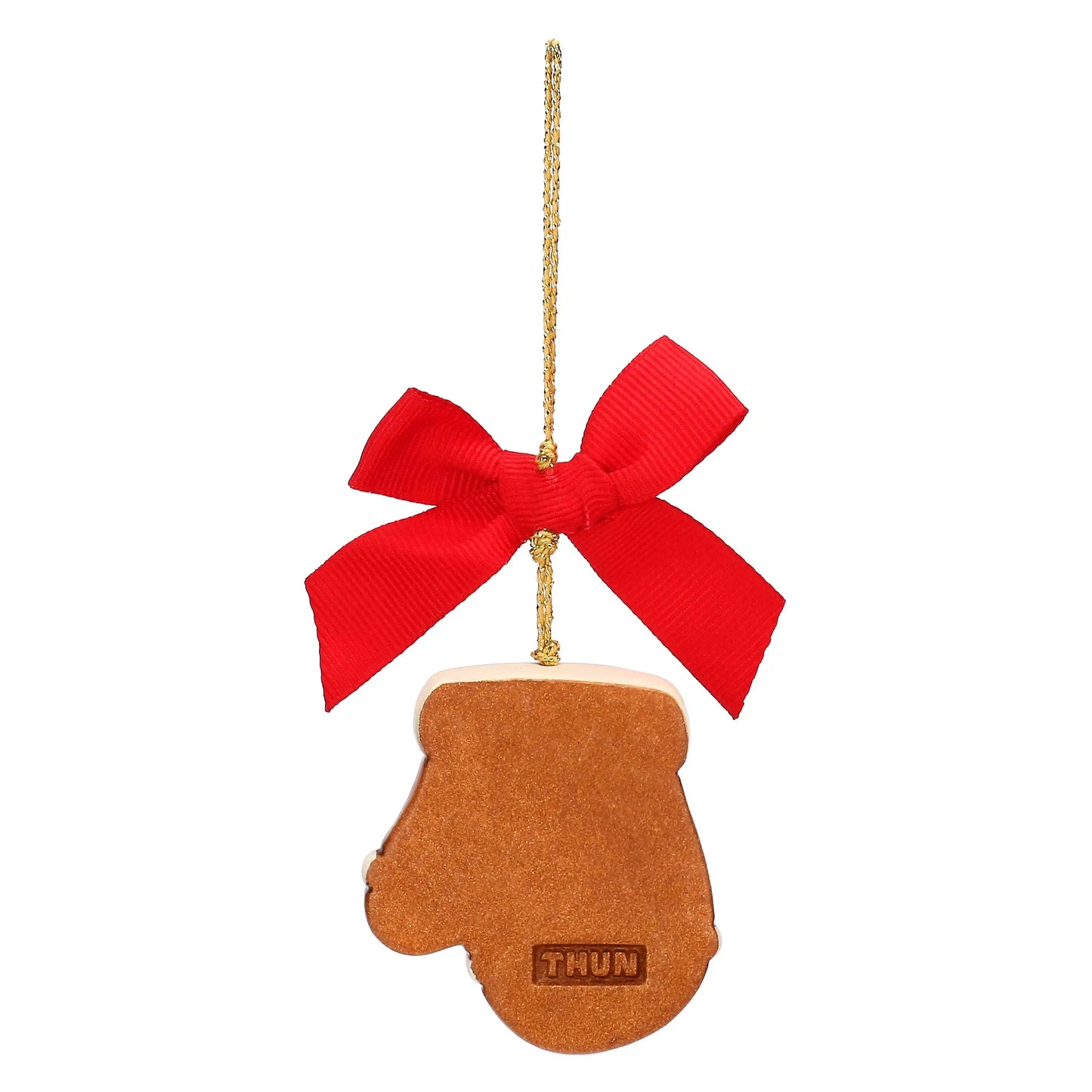 Thun Keramik Weihnachtsschmuck – Handschuh-Anhänger in Lebkuchenoptik aus handbemalter Keramik, ideal als Geschenk und festliche Christbaumdeko.