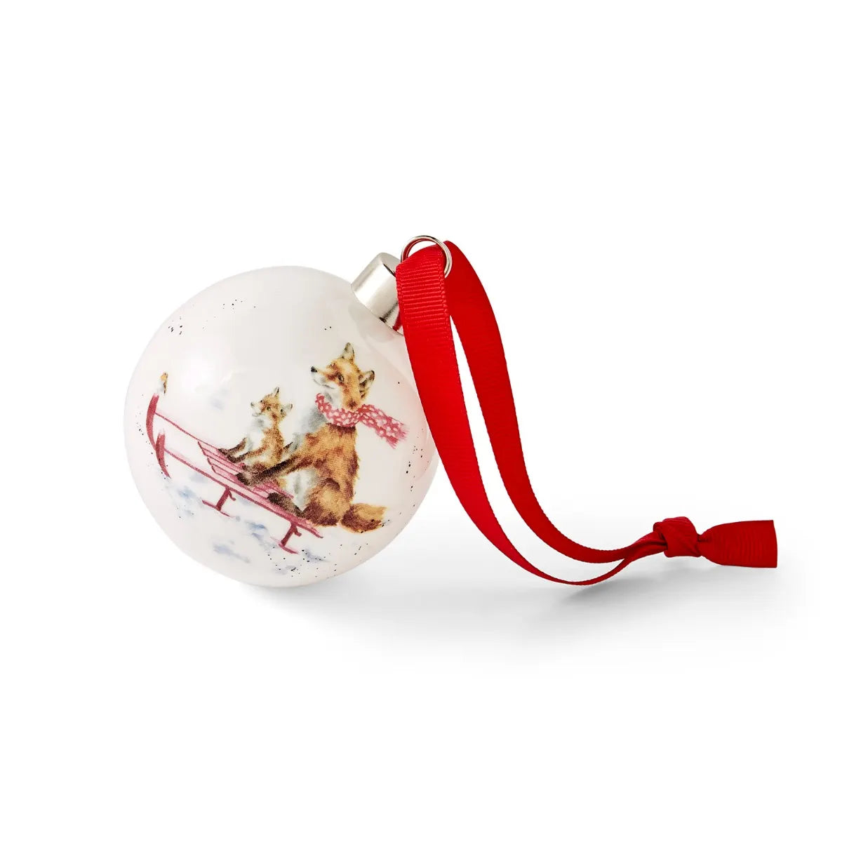 WNTJ79011 Christmas bauble foxes on sleigh