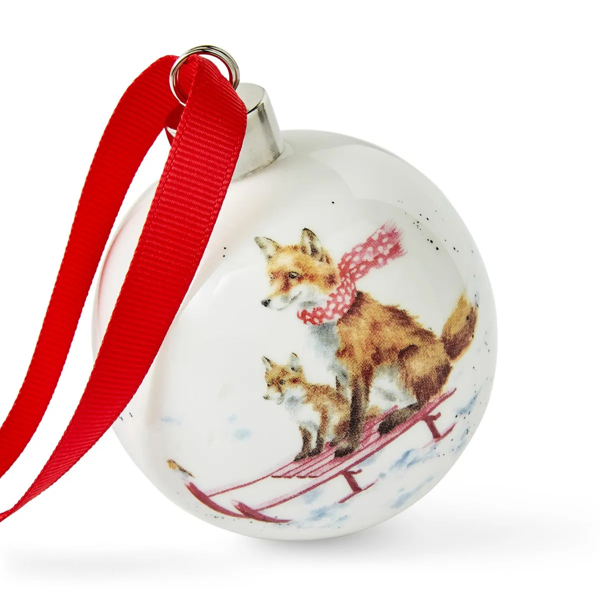 WNTJ79011 Christmas bauble foxes on sleigh