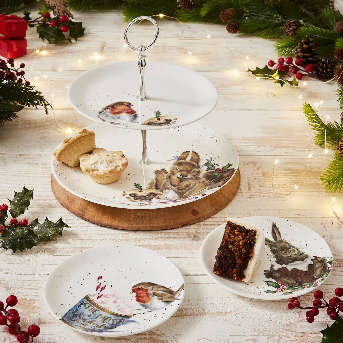 WNA4375 Alzata per torte Wrendale Designs Robin & Bunny