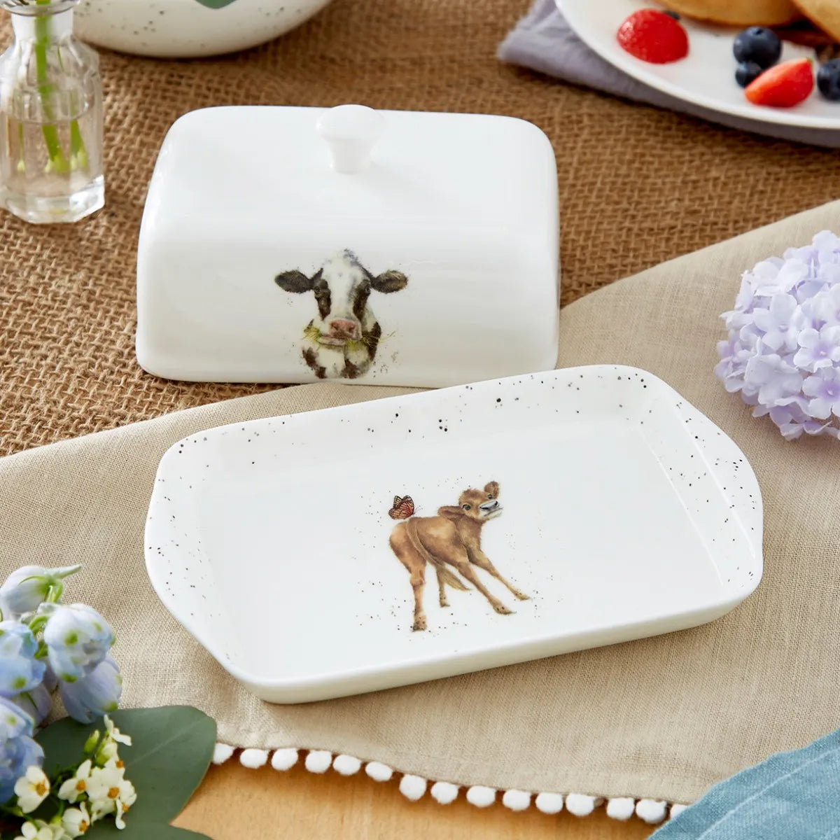 Royal Worcester Wrendale Designs Butterdose mit brauner Kuh