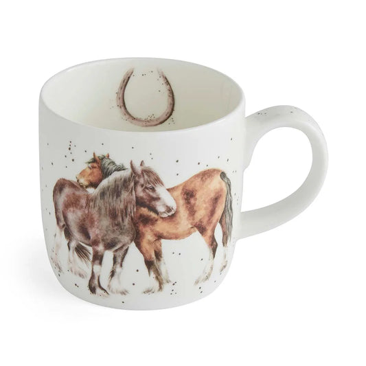 Wrendale Designs Tasse „Side by Side“ aus Fine Bone China mit liebevoller Pferde-Illustration von Hannah Dale