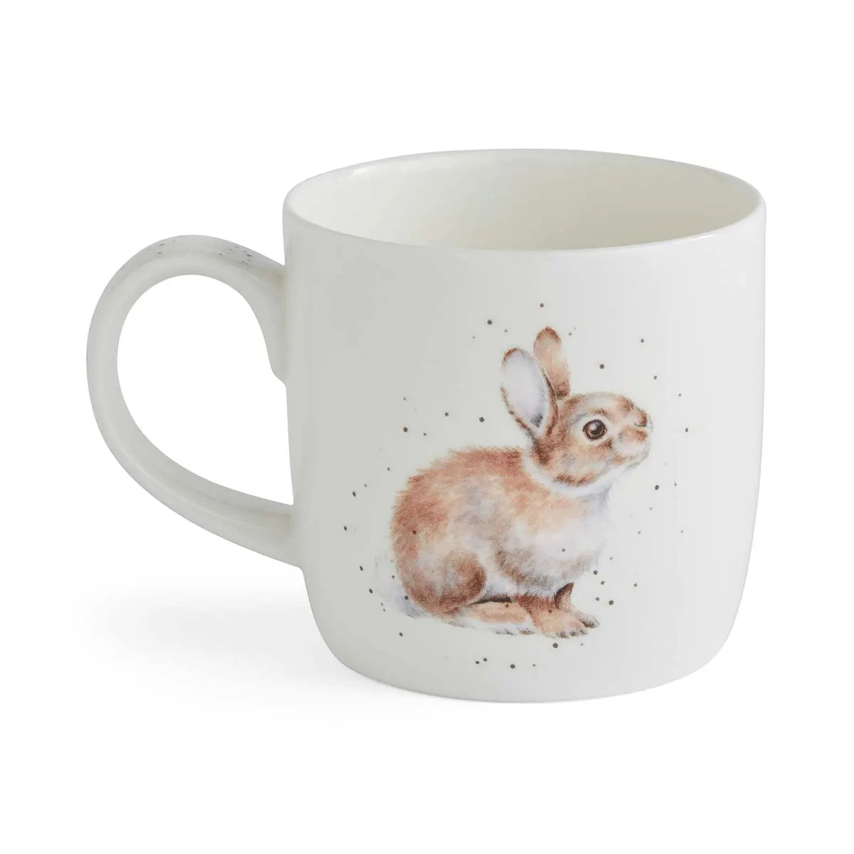 Wrendale Designs Hasen-Tasse von Hannah Dale mit detailreicher Aquarell-Illustration eines Hasen im Blumenfeld