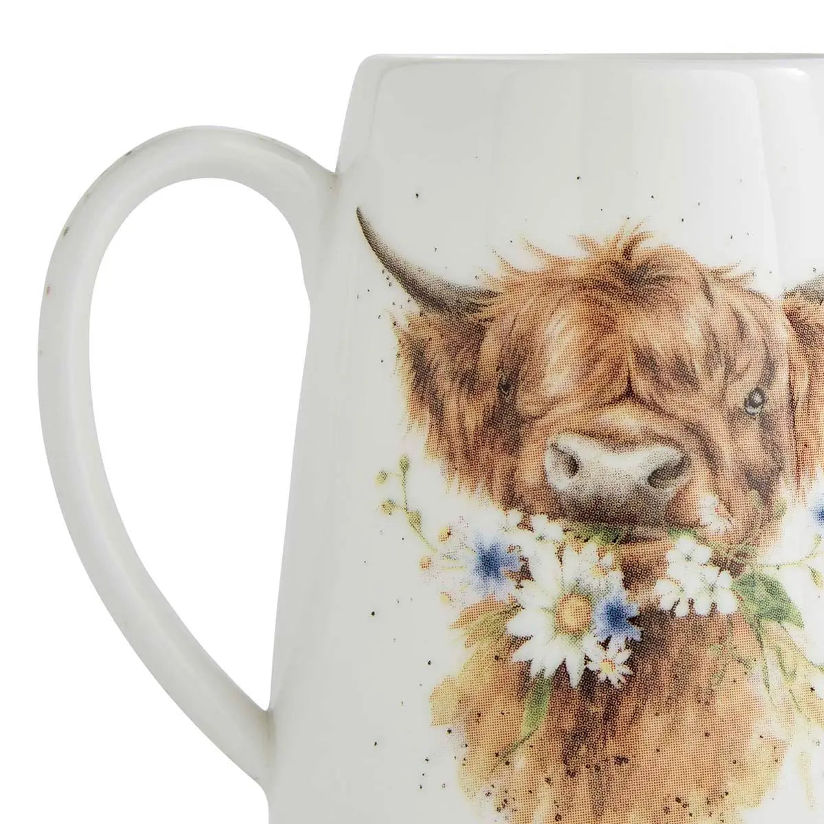 Dekorative Blumenvase von Royal Worcester mit Highland-Kuh-Motiv im Aquarellstil von Hannah Dale
