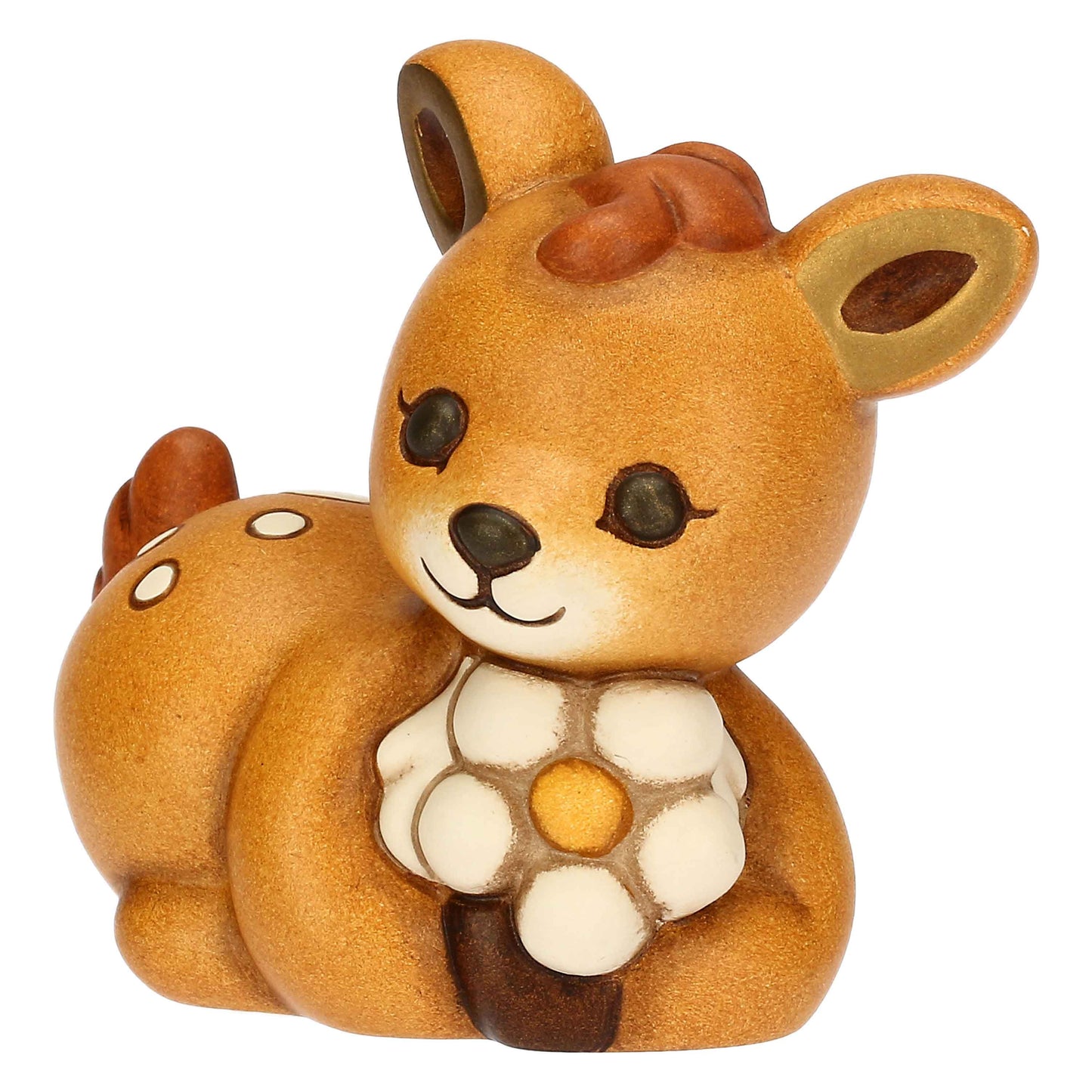 F3214H90 Rehkitz Amy mit Blume aus Keramik AbbracciAMI, klein