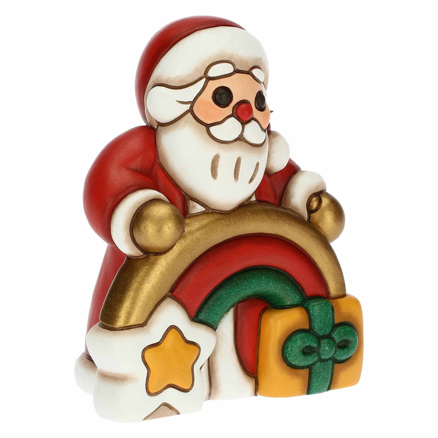 F3298A82 Weihnachtsmann mit Regenbogen aus Keramik Desideri Di Natale
