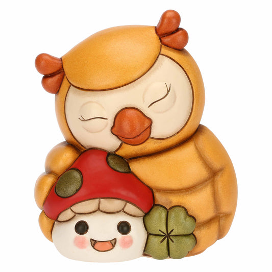 F3334H90  Eule Lucky und Pilz Ronnie aus Keramik Racconti d'Autunno