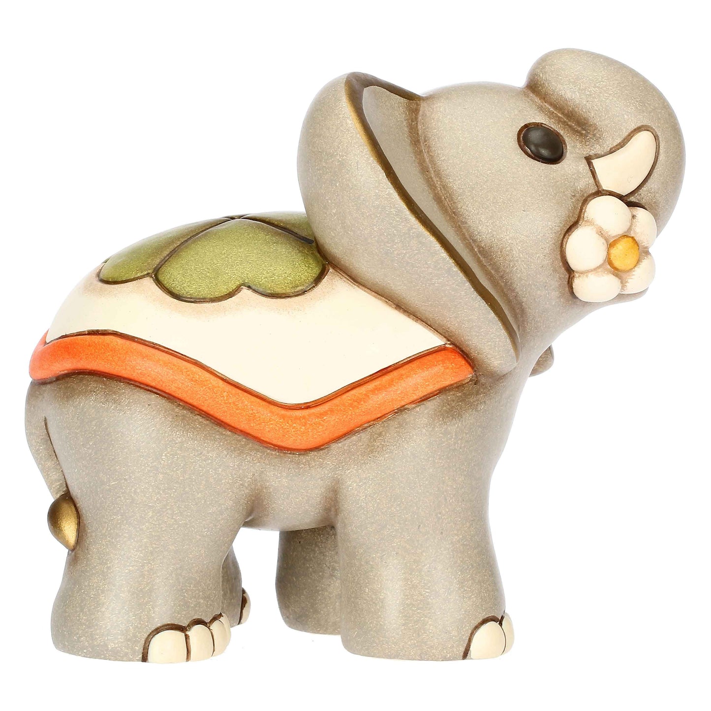 F3372A99 Elefante Elly con fiore in ceramica, medio
