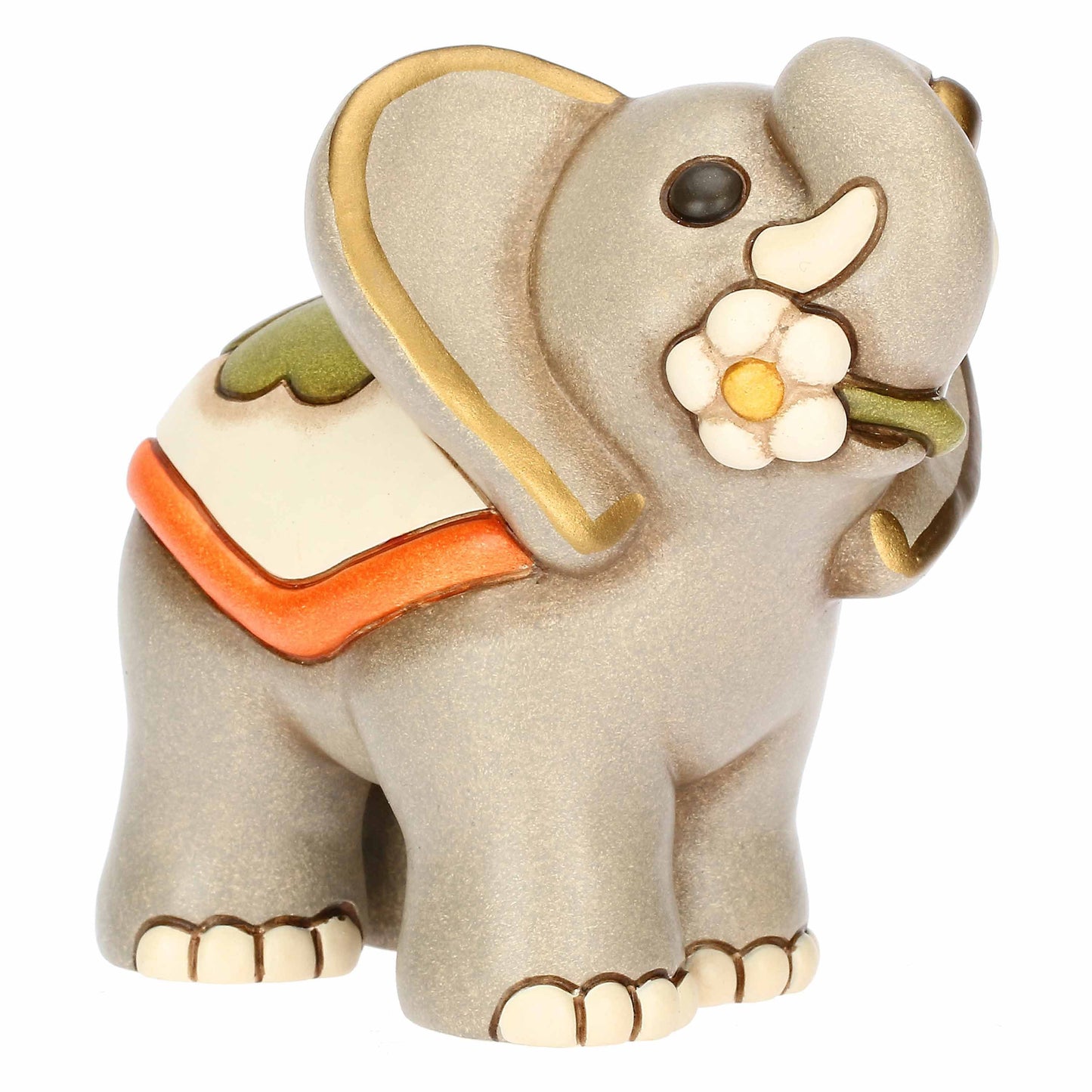 F3372A99 Elefante Elly con fiore in ceramica, medio