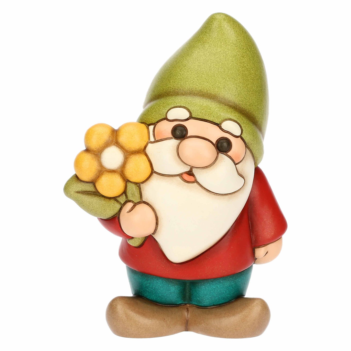 F3440H90 Zwerg Oliver mit Blume aus Keramik Inverno Incantato