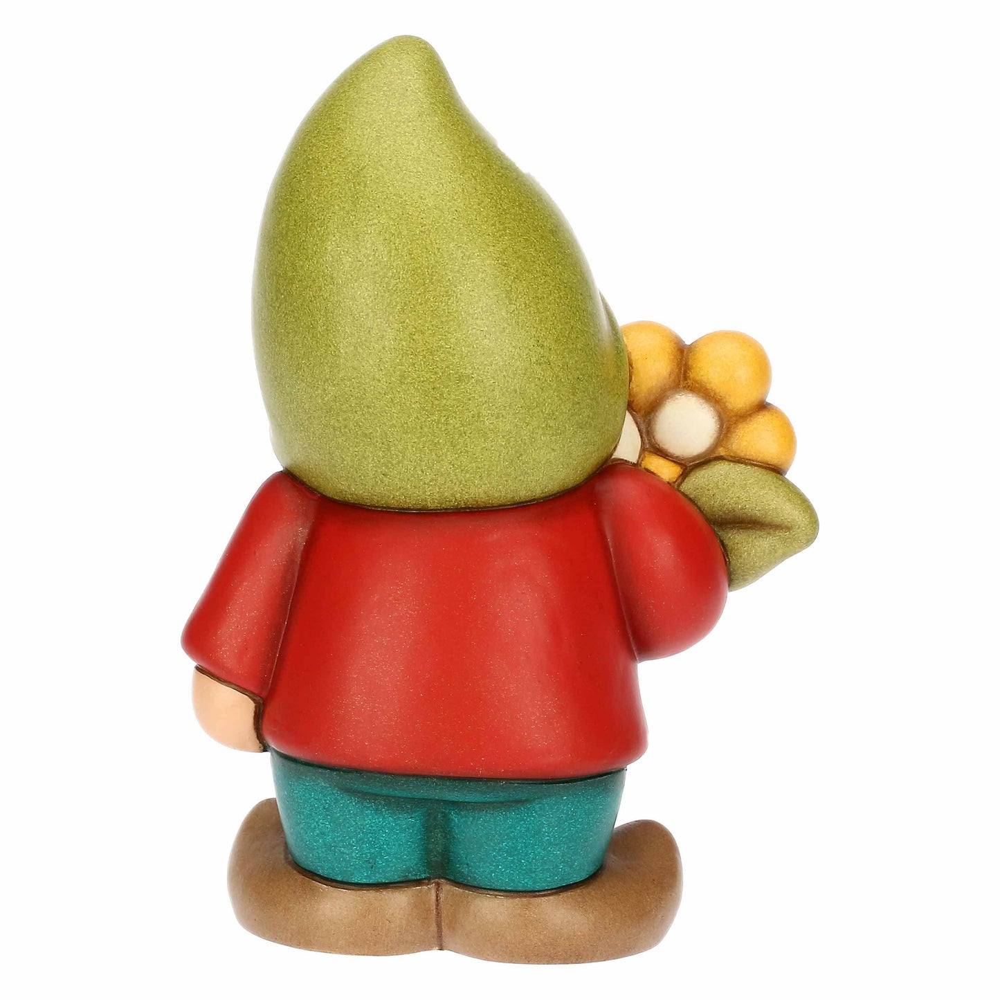 F3440H90 Zwerg Oliver mit Blume aus Keramik Inverno Incantato