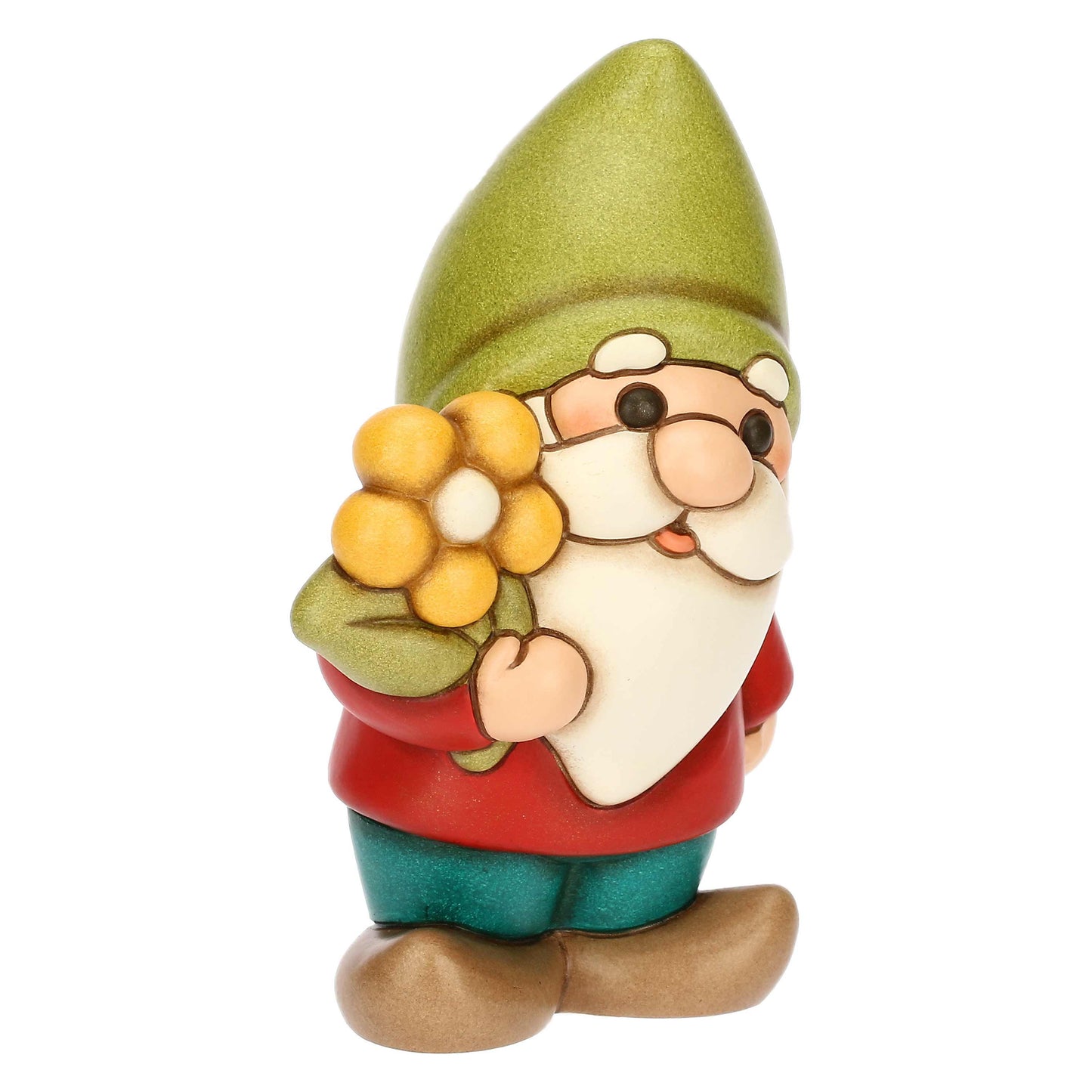 F3440H90 Zwerg Oliver mit Blume aus Keramik Inverno Incantato