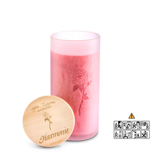 Kräutererze im Glas Harmonie, mit einer Rose ins Glas graviert.