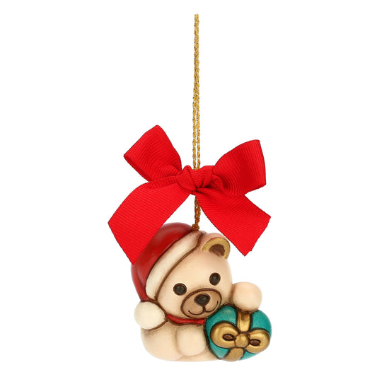S3347A82 Weihnachtsschmuck Teddy-Bär mit Geschenk aus Keramik