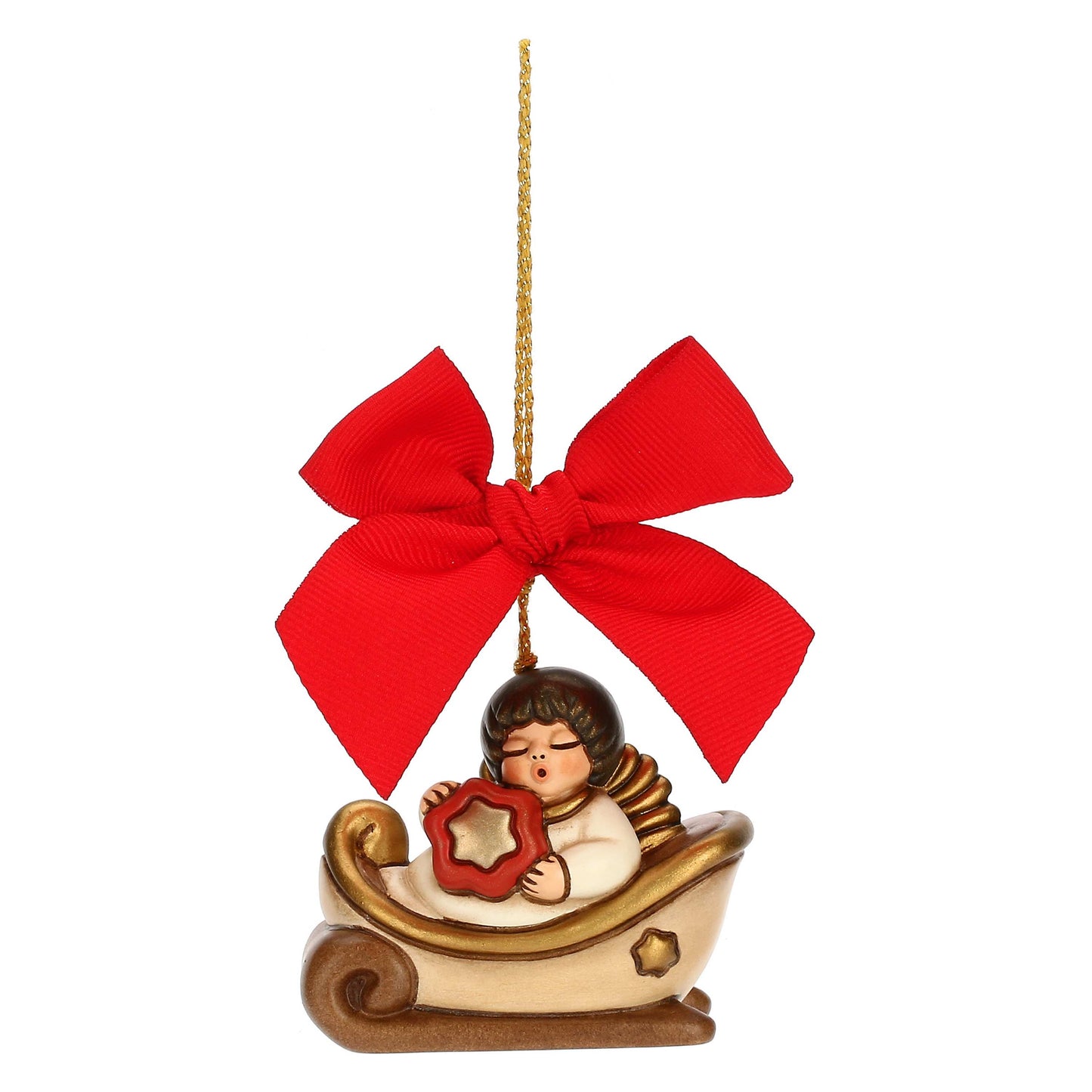 S3355A82 Weihnachtsschmuck Engel im Schlitten aus Keramik