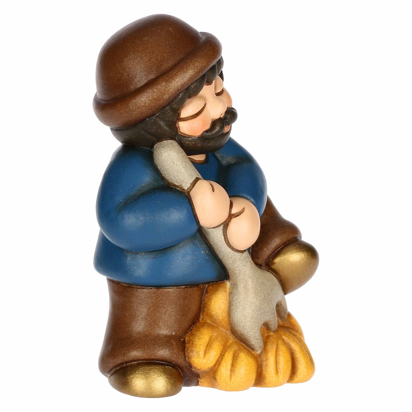 S3401A98 Uomo con forcone e fieno in ceramica Presepe classico