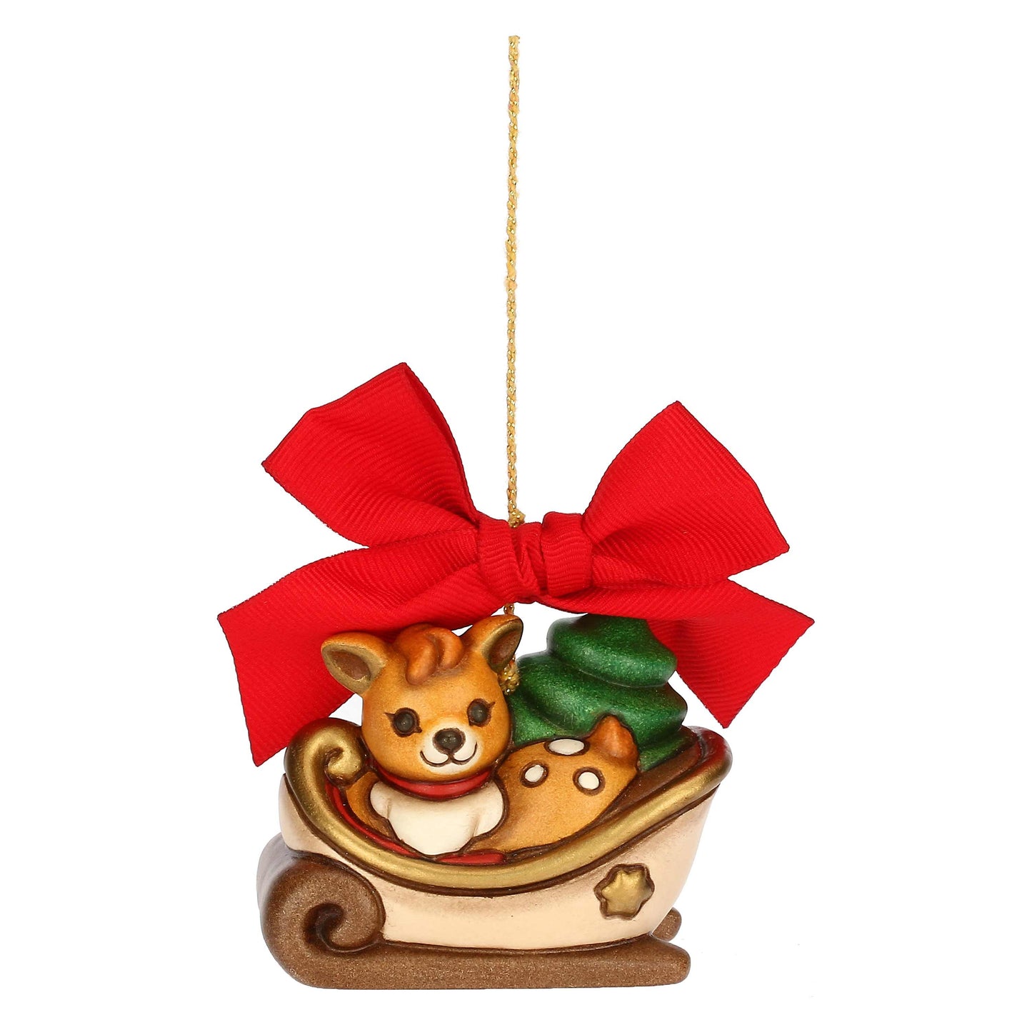 S3408A82 Weihnachtsschmuck Schlitten mit Rehkitz Amy Limited Edition 2024 aus Keramik