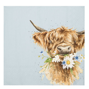 Servietten mit einer Highland Kuh bedruckt von Wrendale design 33 x 33 cm