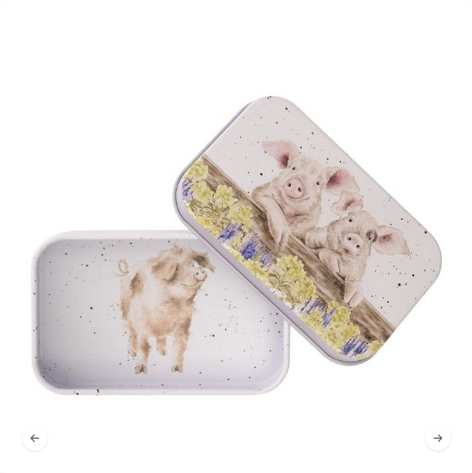 Handliche Mini-Dose mit süßem Schweinchen-Motiv – dekorativ und praktisch für unterwegs oder zu Hause. Perfekt für kleine Utensilien.