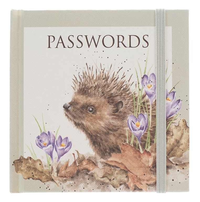 Passwortbuch mit bunten Illustrationen und Platz für persönliche Zugangsdaten