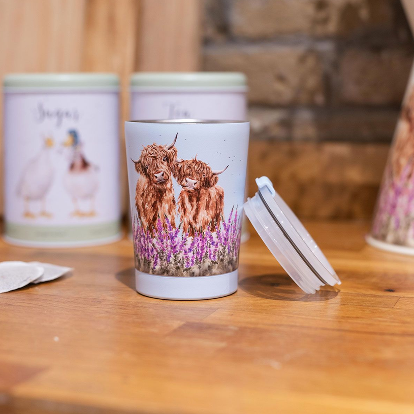 BPA-freier Edelstahl-Thermobecher mit Highland-Kuh-Motiv