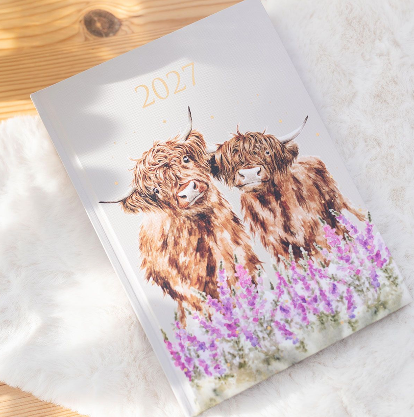 Illustrierter Kalender 2027 mit Goldfolienverzierung