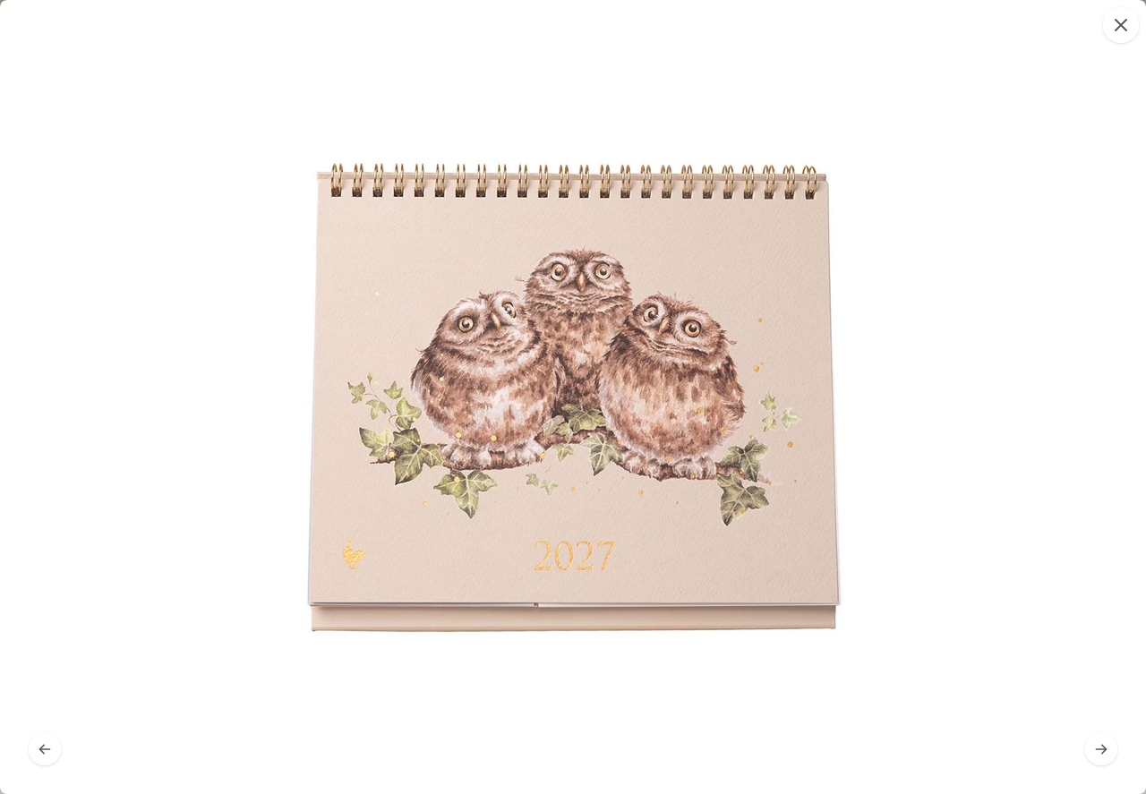 Tischkalender 2027 mit Tiermotiven und Goldfolie