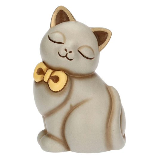 T10036274H90 Momi-Katze mit Keramikschleife, mittelgroß