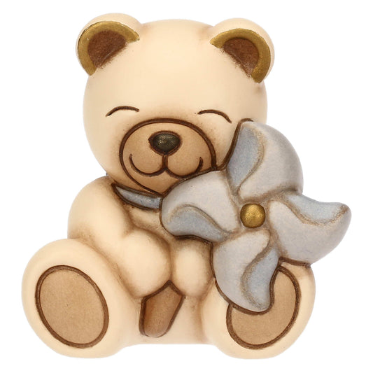 T10066270H98B Ceramic teddy bear with blue windmill