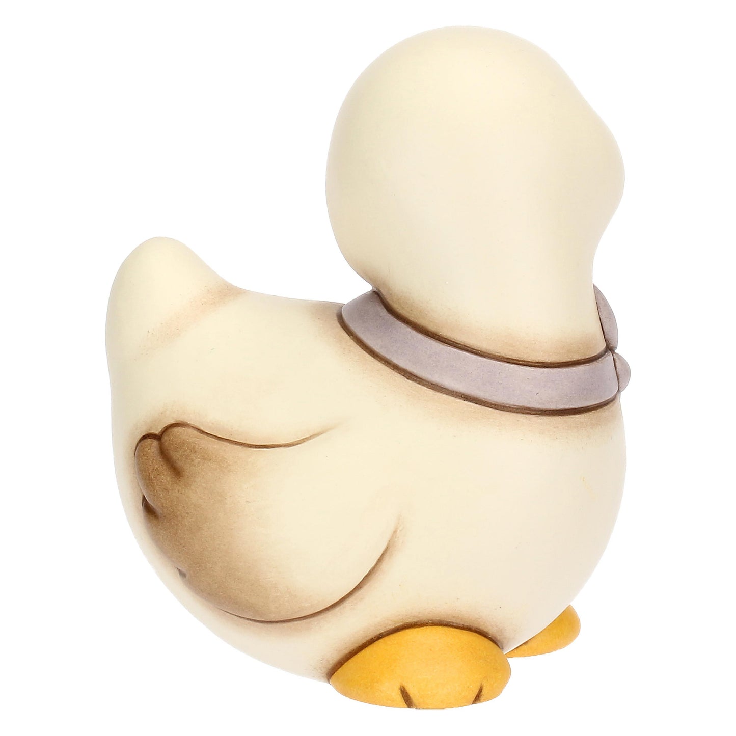 T10080274H90 Julie-Gans aus Keramik mit fliederfarbener Schleife sitzend