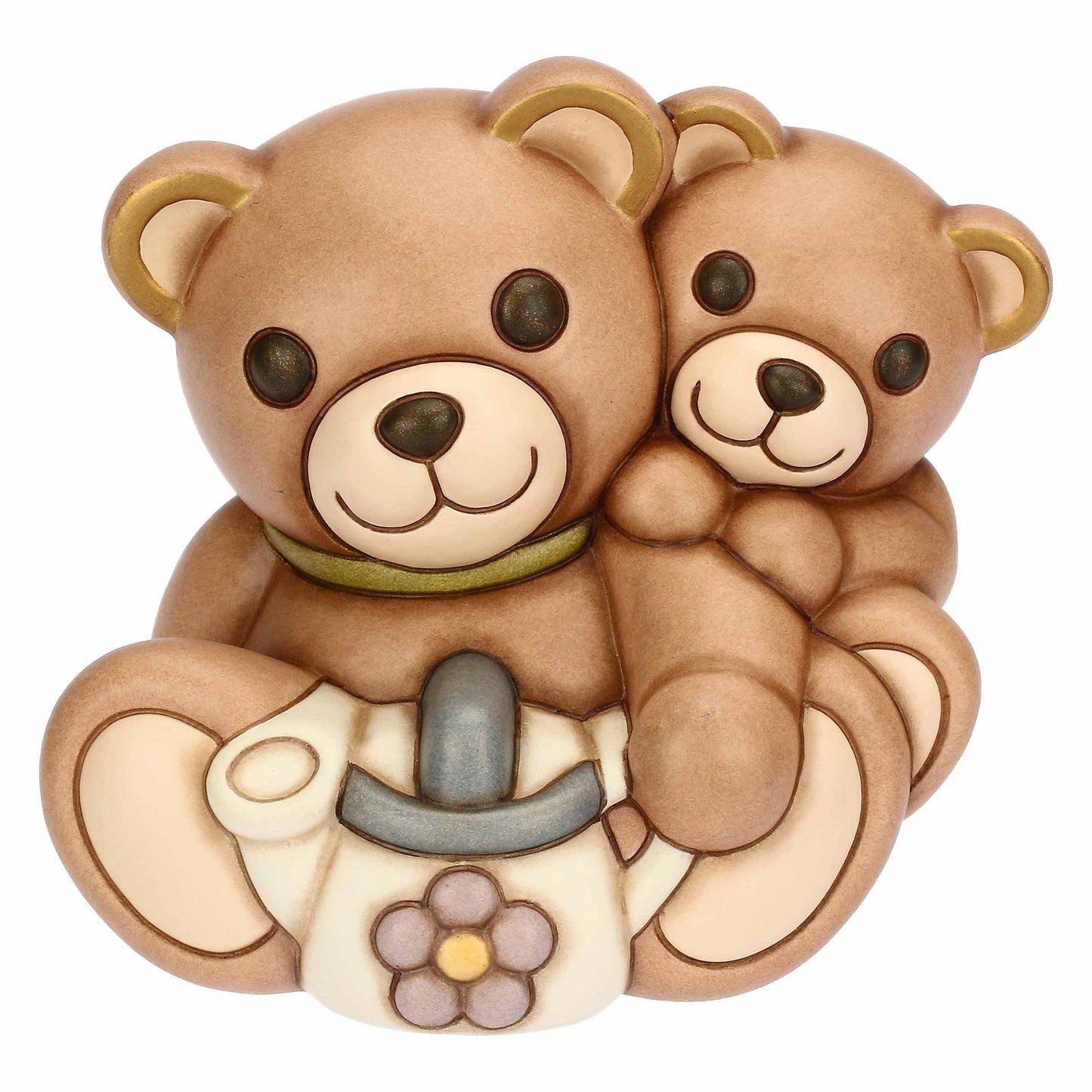 T10089277H90 Pair of ceramic Teddy Spring with watering can