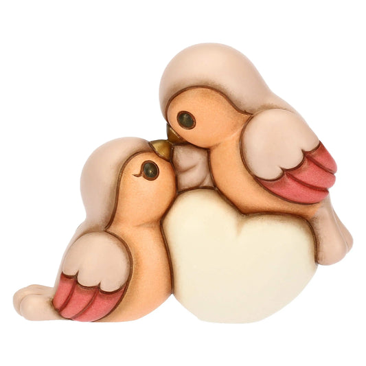 T10093274H90 Paar Gimpel aus Keramik mit Herz, mittelgroß