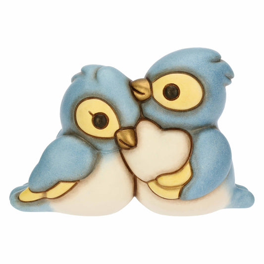 T10094273H90 Paar kleine Blaumeisen aus Keramik mit Herzen