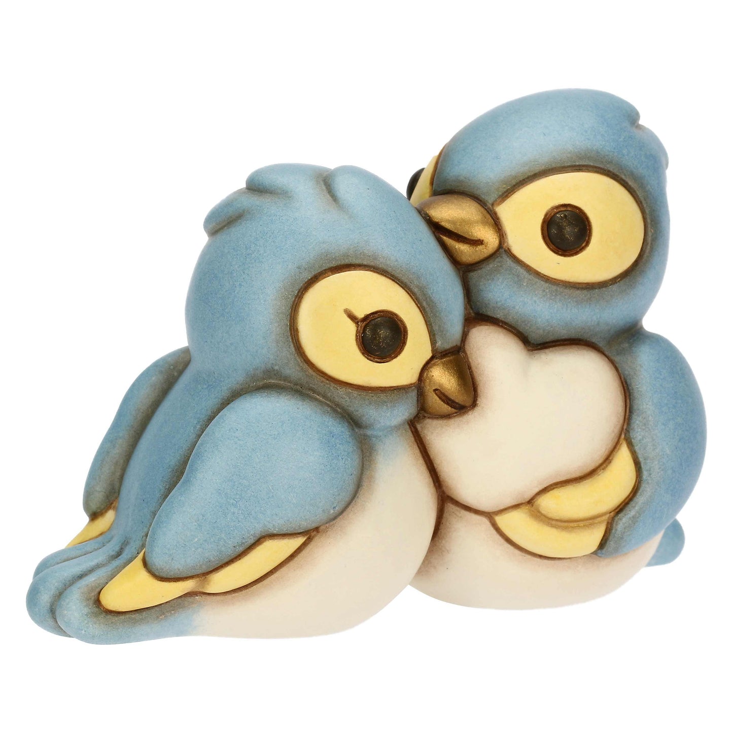 T10094273H90 Paar kleine Blaumeisen aus Keramik mit Herzen