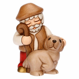 Thun Krippenfigur Hirte mit Hund in rot