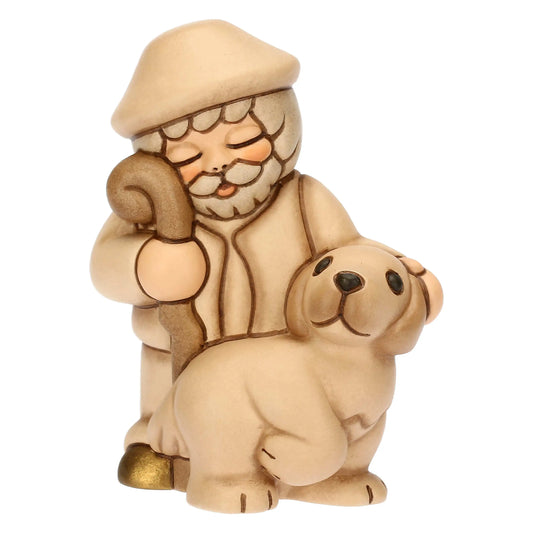 Thun Krippenfigur Hirte mit Hund champagner mit Gold