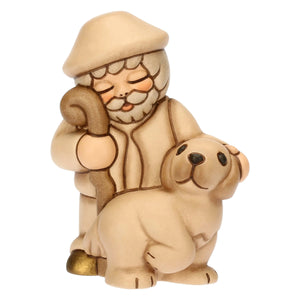 Thun Krippenfigur Hirte mit Hund champagner mit Gold