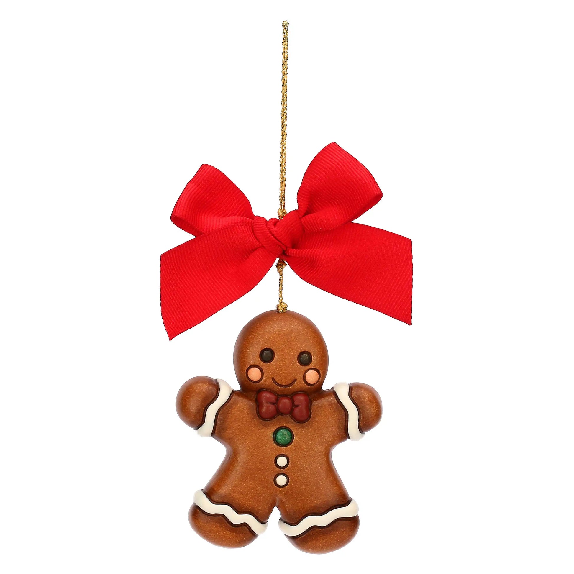 Handgefertigter Thun-Keramik-Weihnachtsanhänger – Lebkuchenmann in liebevoller Detailgestaltung für Christbaum und Weihnachtsdeko.