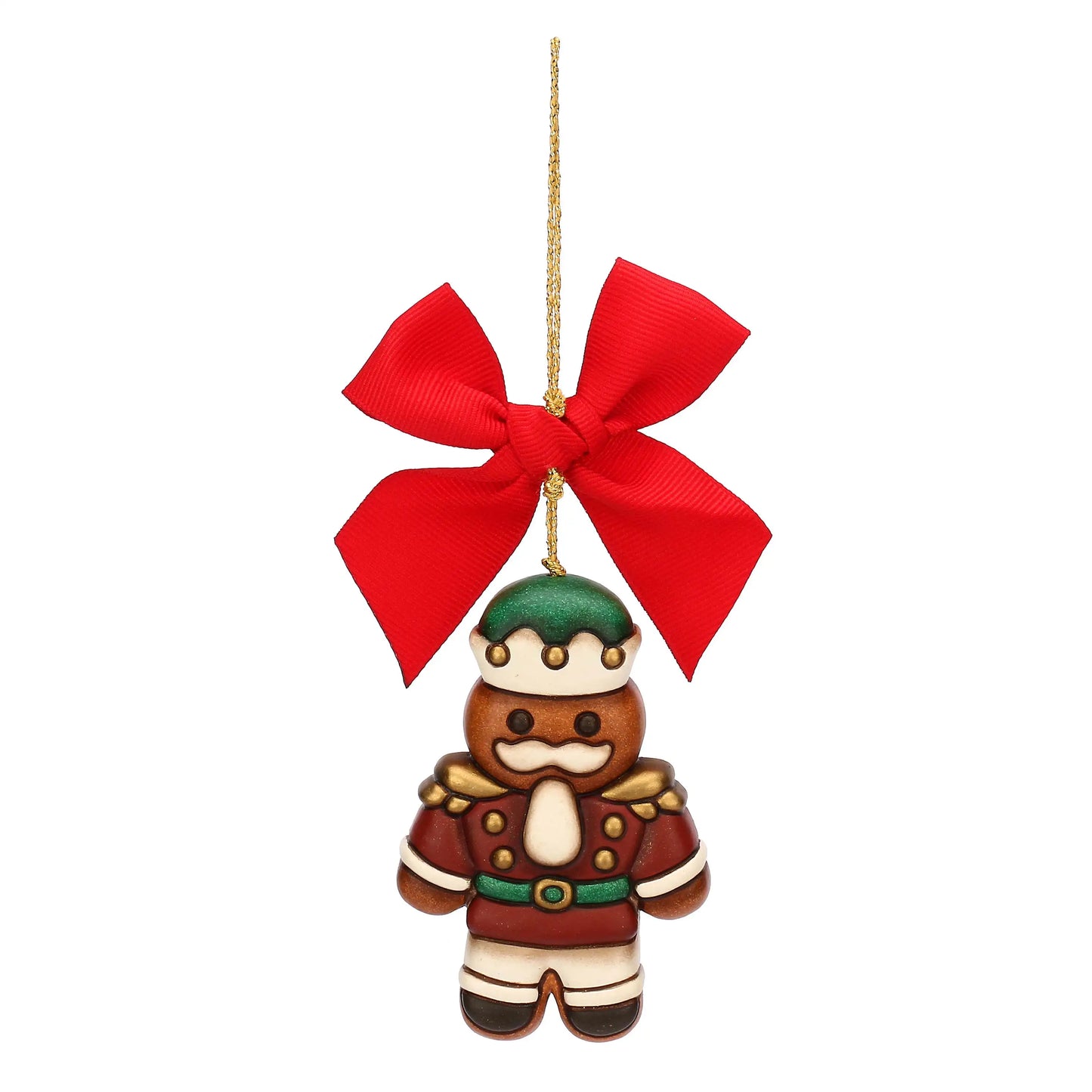 Handgefertigter Thun-Keramik Christbaumanhänger – Nussknacker in Lebkuchenoptik, detailreich bemalt und liebevoll gestaltet für Weihnachtsbaum und Adventsdeko.