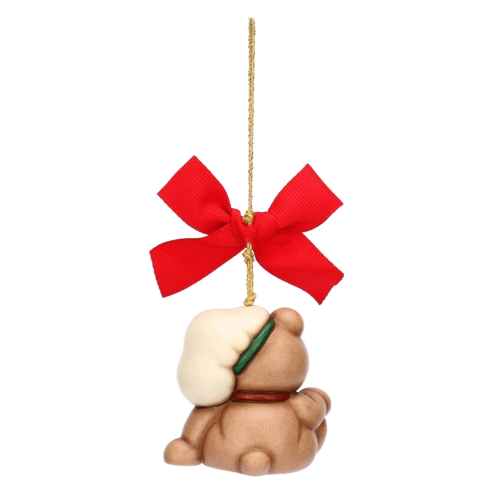 Thun Weihnachtsanhänger in Form eines Teddybären mit Kochmütze und goldenem Stern – liebevoll handgefertigte Keramikdeko für den Christbaum.