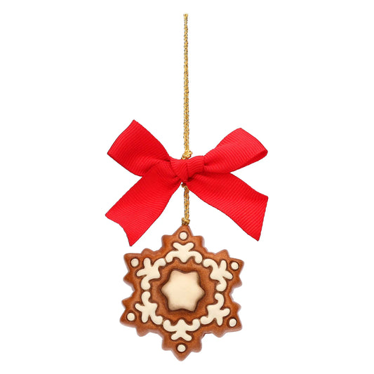 Handbemalter Christbaumschmuck Stern in Lebkuchenoptik von Thun – detailreiche Keramikdekoration für den Weihnachtsbaum.