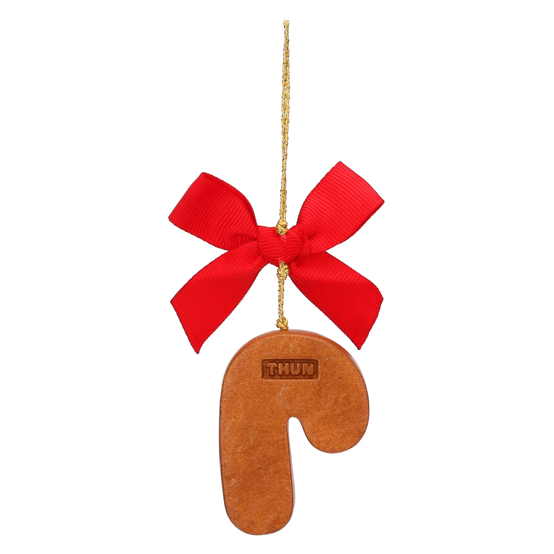 Thun Keramik Weihnachtsschmuck – Zuckerstangen-Anhänger in Lebkuchenoptik aus handbemalter Keramik, perfekt als Geschenk und festliche Christbaumdekoration.