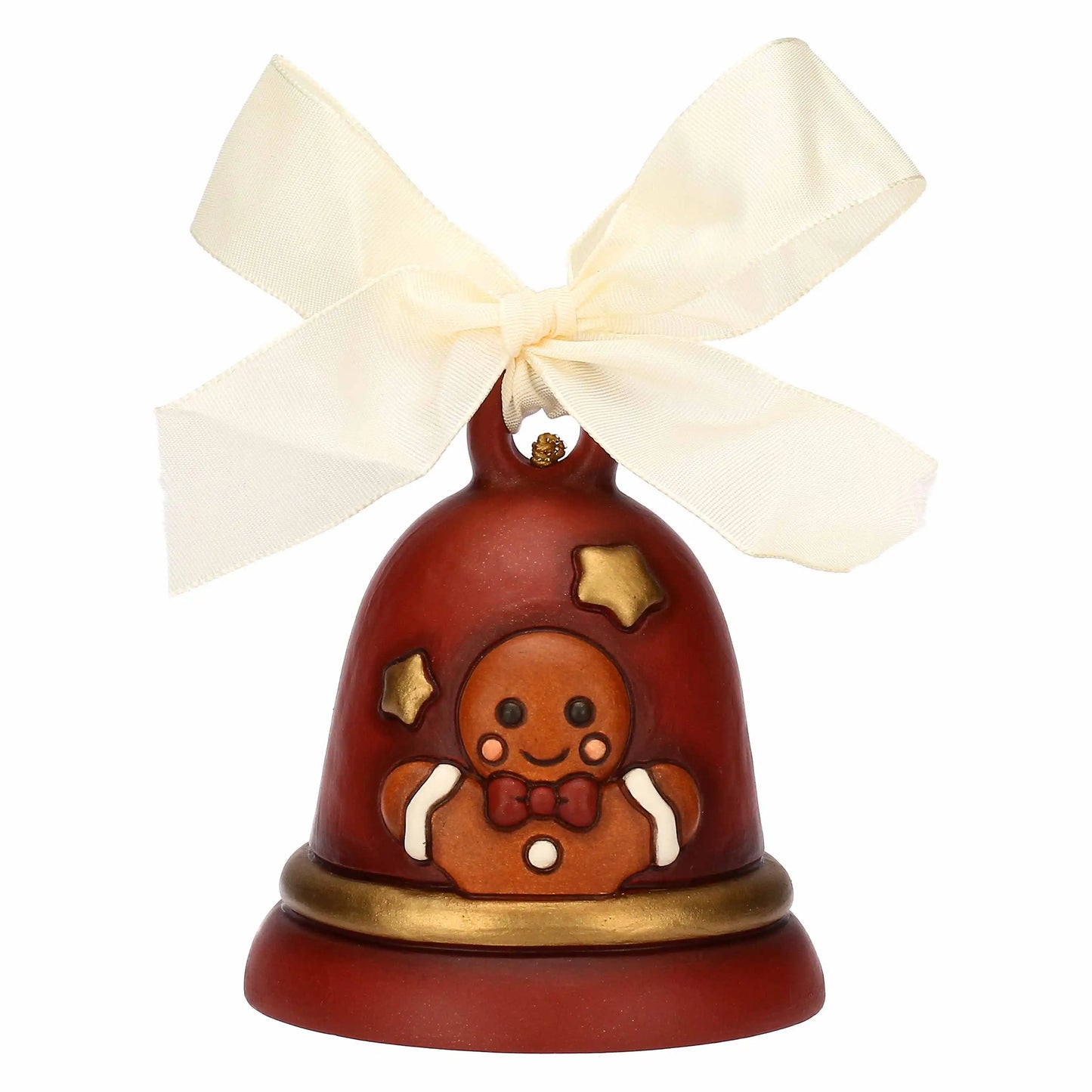 Thun Jahresglocke mit Lebkuchenmann, handgefertigtes Sammlerstück zum Aufhängen, Weihnachtsdekoration aus Keramik