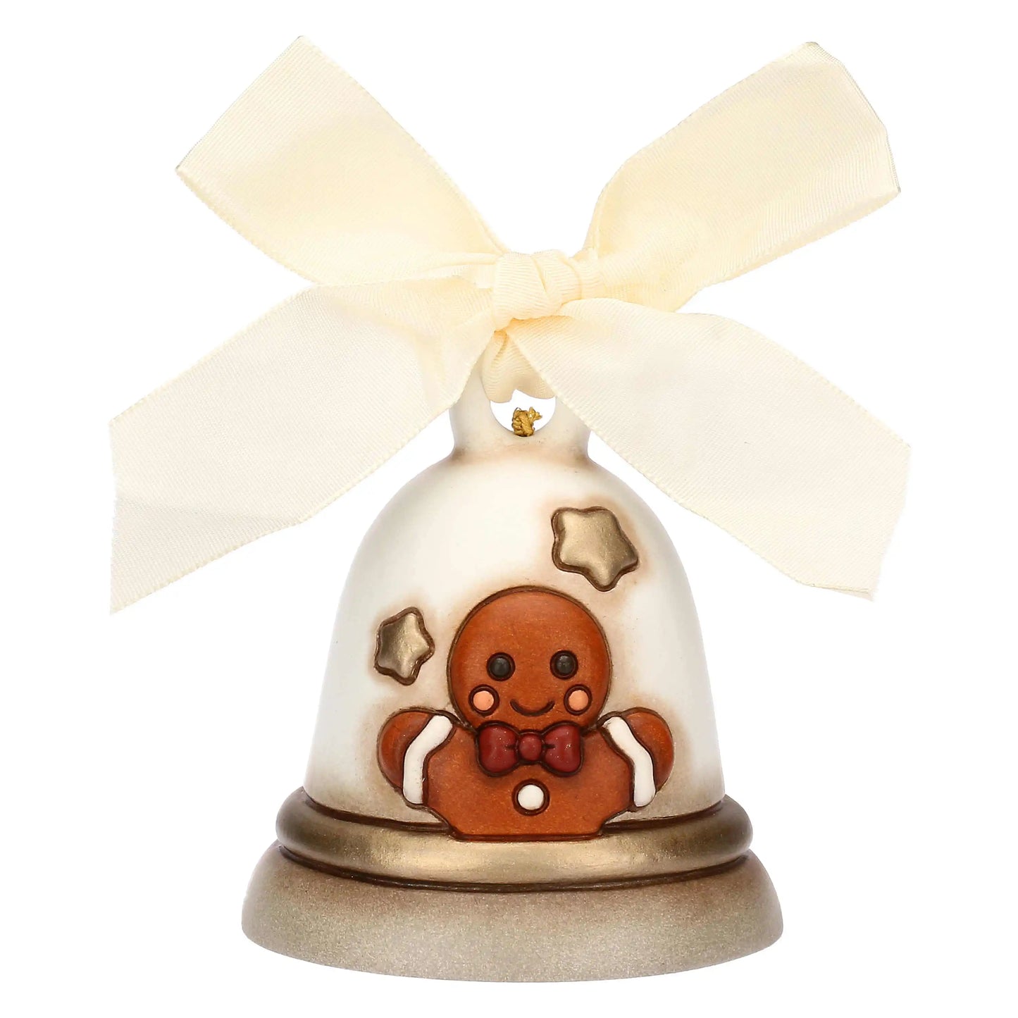 Thun Jahresglocke mit Lebkuchenmann, handgefertigtes Sammlerstück zum Aufhängen, Weihnachtsdekoration aus Keramik