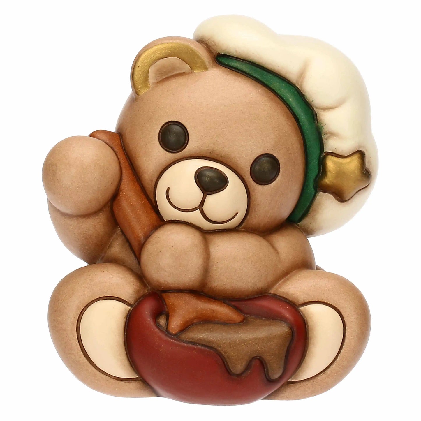 Thun Teddy mit Kochmütze – handbemalte Keramikfigur für Küche und Dekoration
