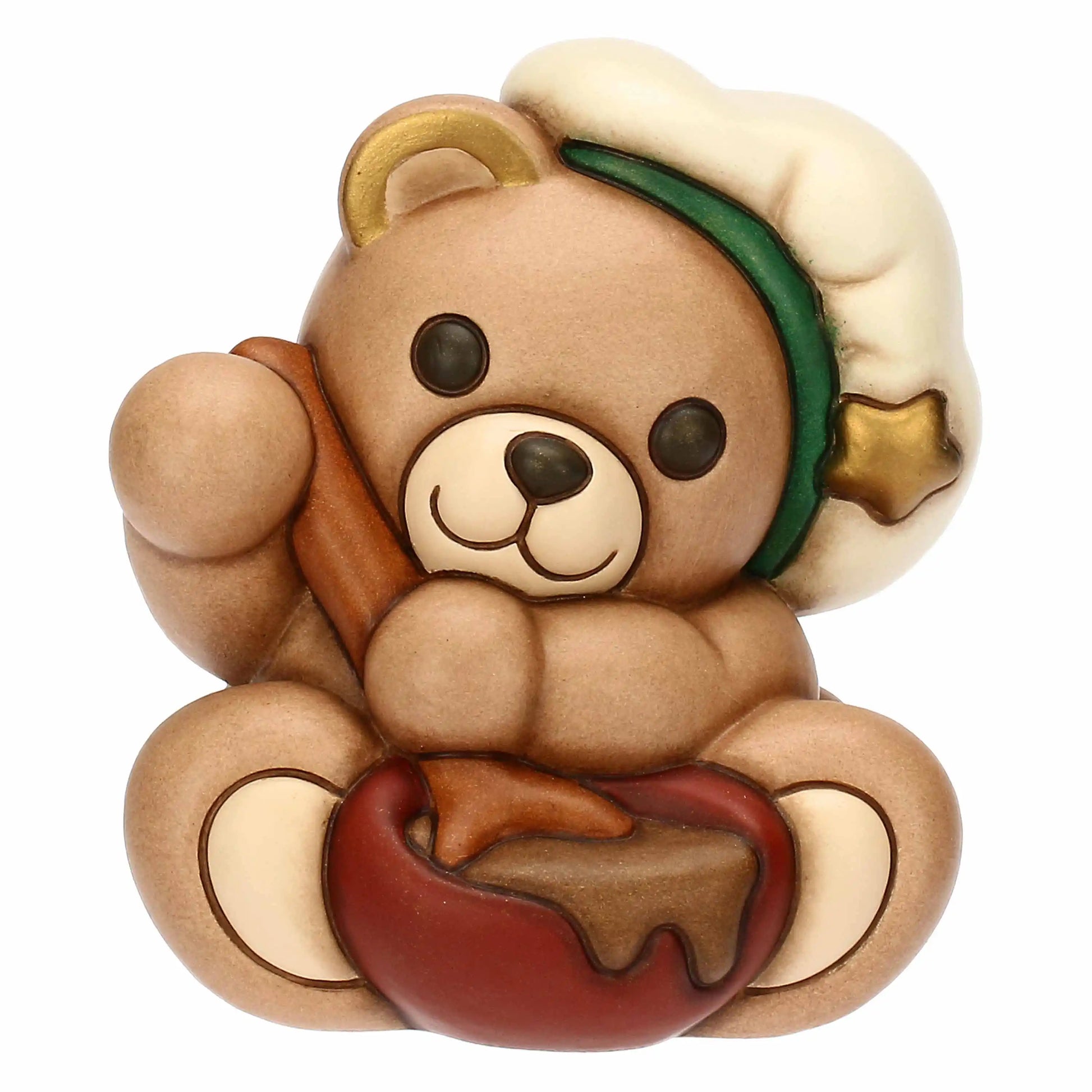 Thun Teddy mit Kochmütze – handbemalte Keramikfigur für Küche und Dekoration