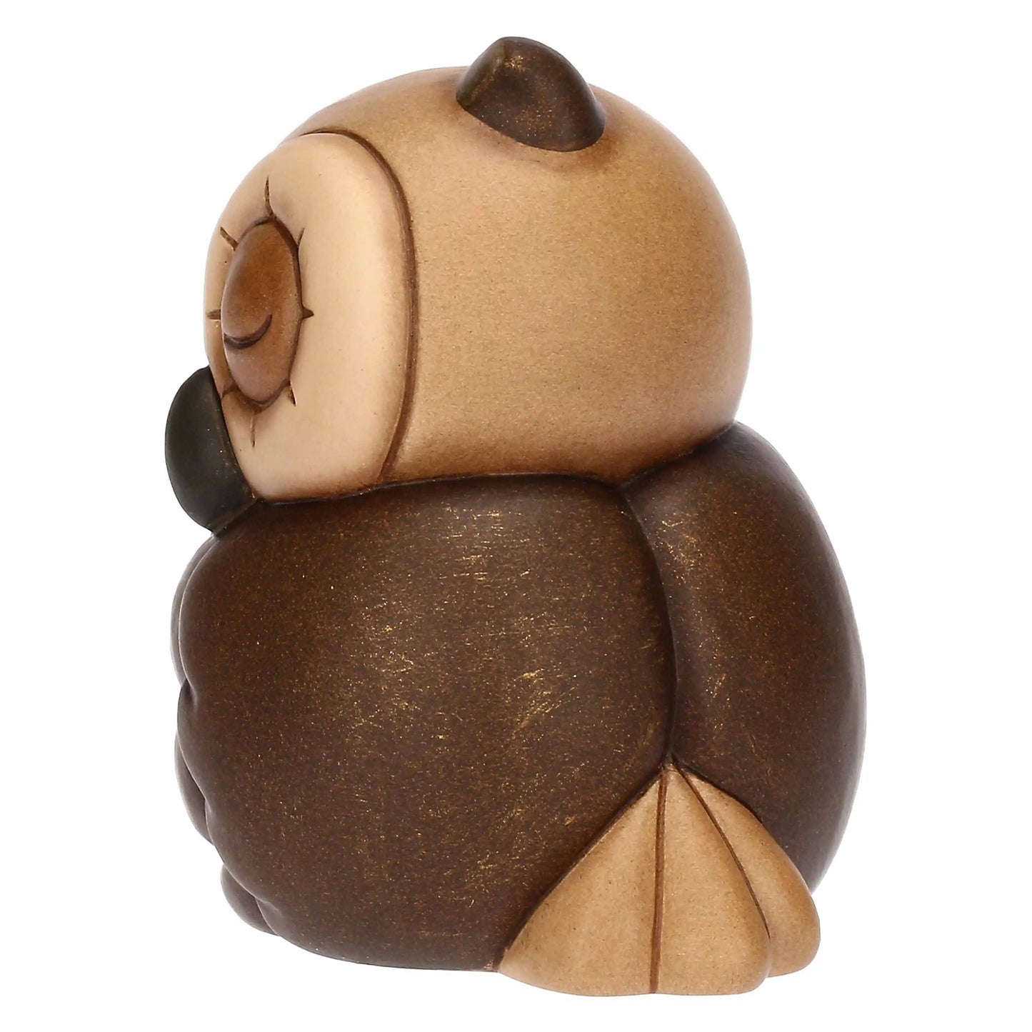 „Eulenfigur aus Keramik mit vierblättrigem Kleeblatt, kompakte Deko für Regal, Schreibtisch oder Fensterbank.“