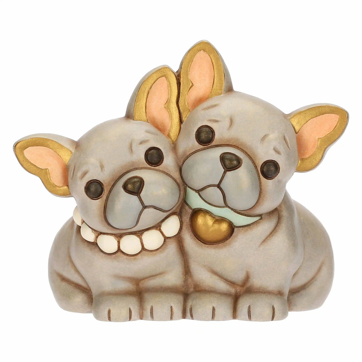Handbemaltes Keramik-Pärchen Französische Bulldoggen