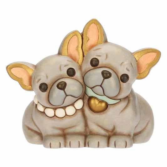 Handbemaltes Keramik-Pärchen Französische Bulldoggen
